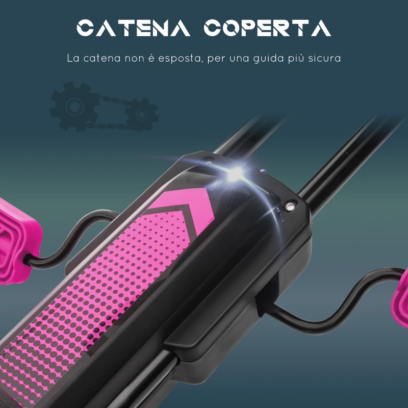 HOMCOM Go Kart a Pedali per Bambini 5-12 Anni con Sedile Regolabile, in Metallo e PP 117x58x61 cm, Rosa e Nero