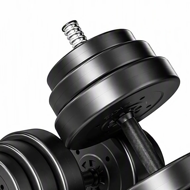 SPORTNOW Kit Haltères Musculation 50 kg 3 en 1, Poids Réglable Revêtement PP, Barre Antidérapante, Verrouillage, Noir