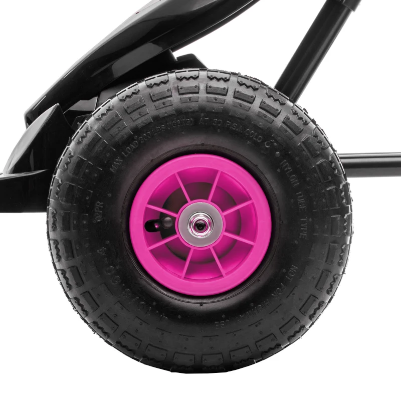 HOMCOM Go Kart a Pedali per Bambini 5-12 Anni con Sedile Regolabile, in Metallo e PP 117x58x61 cm, Rosa e Nero