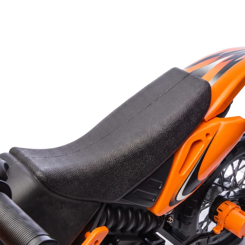 AIYAPLAY Moto Eléctrica Niños 12V 2 Ruedas Auxiliares Desmontables 2 Motores Suspensión Trasera 3 km/h 3-6 Años Naranja