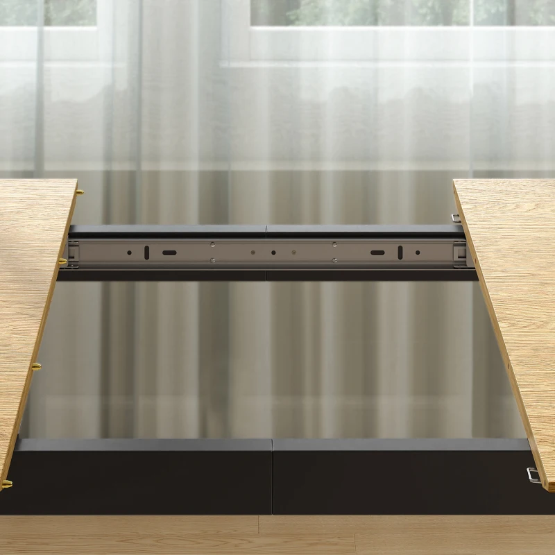 HOMCOM Mesa de Comedor Extensible Rectangular para 6 a 8 Personas, Mesa de Cocina 160-200 cm con Estantería, Marrón