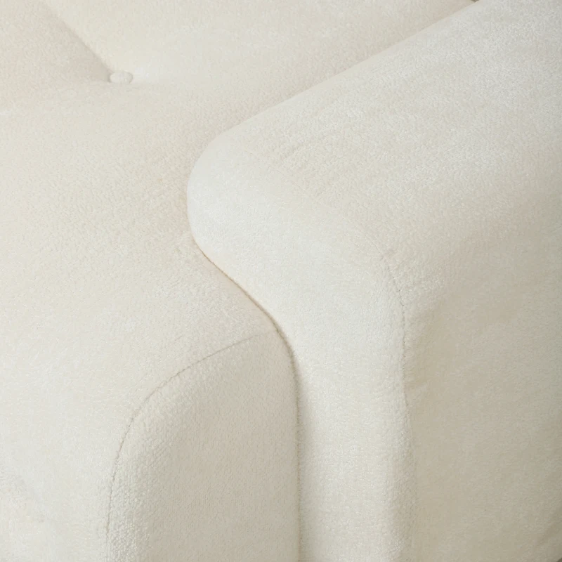 HOMCOM Sofá 3 Plazas de Chenilla sin Armazón con Asiento Profundo y Diseño Capitoné Blanco Crema