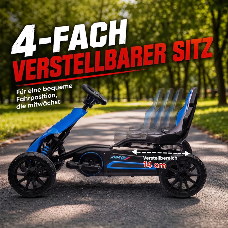 HOMCOM Elektro Go-Kart für Kinder 3-5km/h Gokart mit 2-Fach verstellbarem Geschwindigkeit, Sicherheitsgurt, EVA-Räder für 3-8