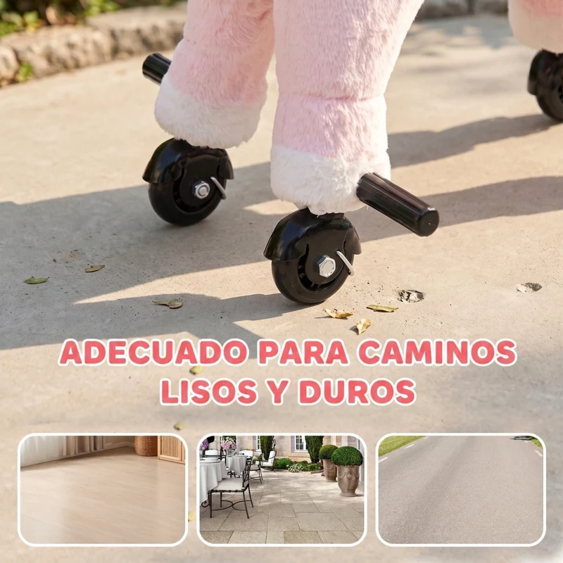 AIYAPLAY Caballo de Juguete con Ruedas de Unicornio de Peluche con Sonidos Asas Reposapiés para Niños y Niñas 1-3 Años Rosa