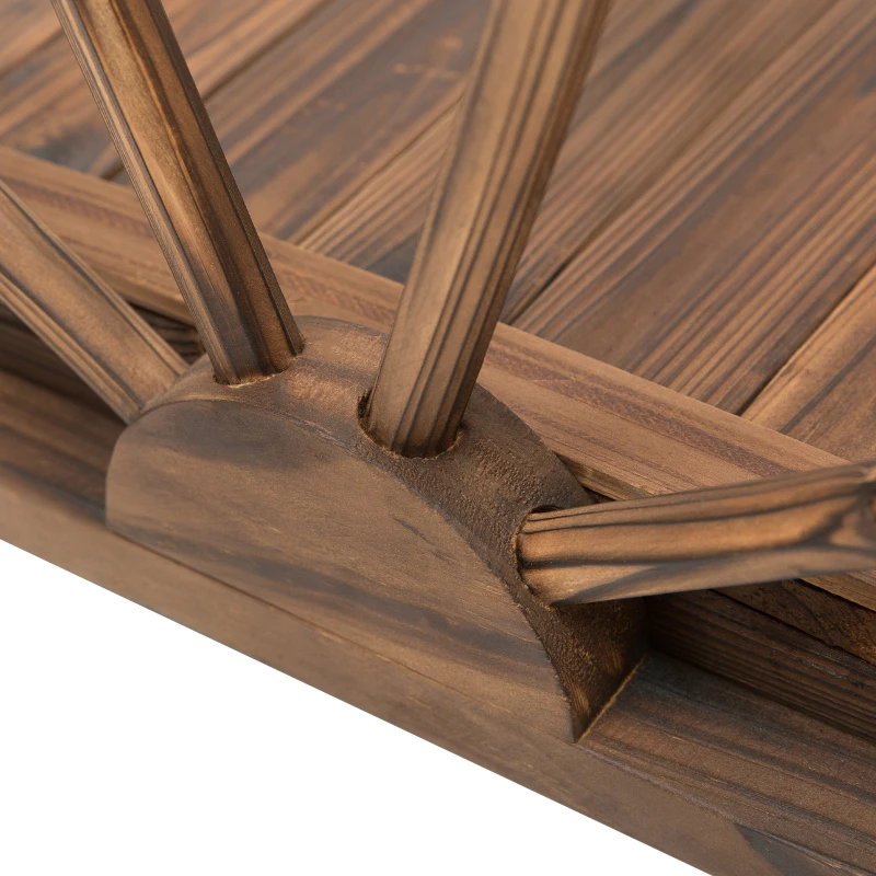 Outsunny Pont de jardin en bois, avec balustrade à demi-roues charge max. 150 KG, 100 x 50 x 37 cm, marron