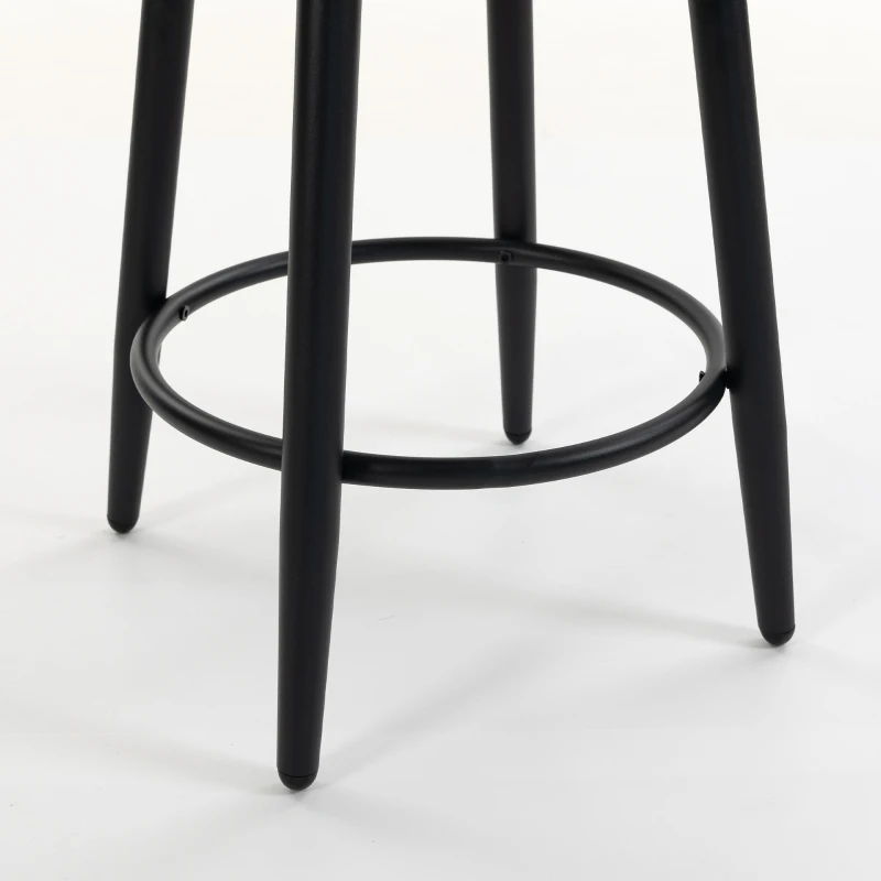 HOMCOM Lot de 2 Tabourets de Bar Pivotants, Chaises de Bar en Tissu Effet Lin, Dossier Capitonné, Repose-Pieds, Gris
