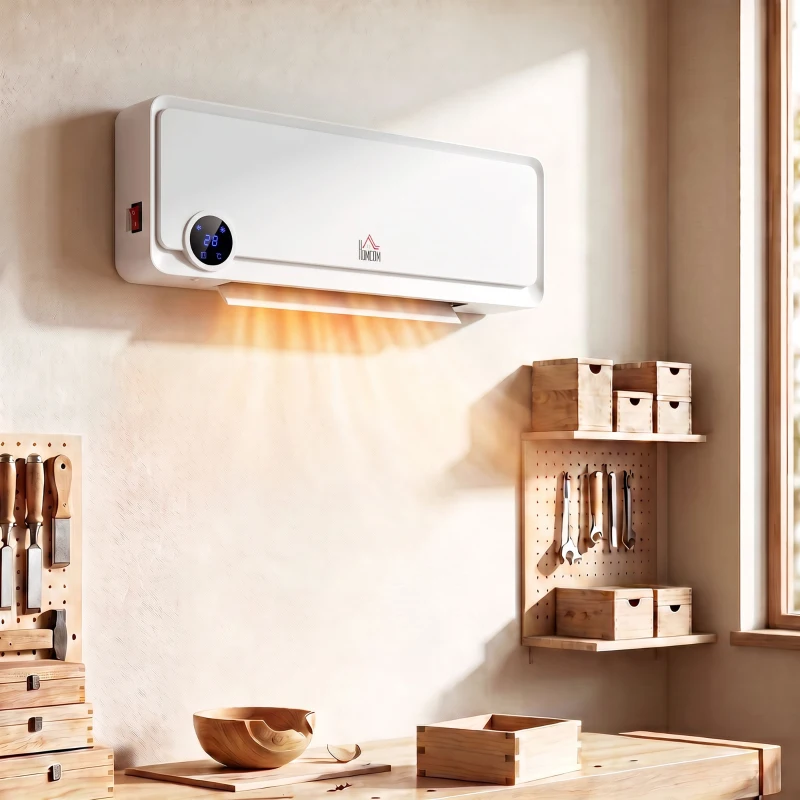 HOMCOM Aerotermă pentru montare pe perete 2000W cu telecomandă, 3 moduri, afișaj LED, timer 12h