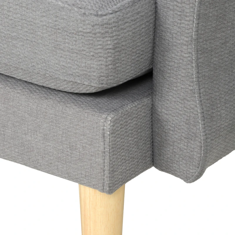 HOMCOM Gestoffeerde fauteuil met pocketvering en massief houten poten, donkergrijs