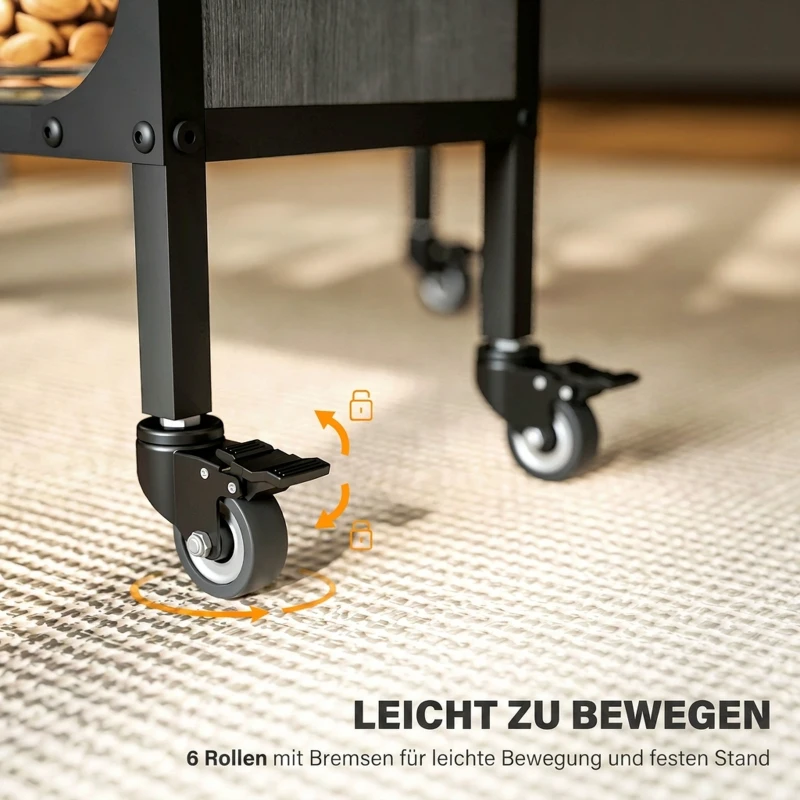 HOMCOM Klappbarer Esstisch, Mobiler Klapptisch für 6 Personen, mit Ablage, bis 50 kg belastbar, 130 x 80 x 74 cm, Grau