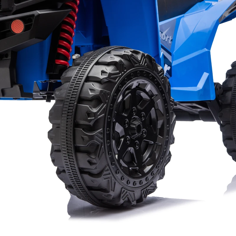AIYAPLAY Quad Eléctrico Niños 24V 2 Plazas 2 Motores 120 W Batería de Litio Suspensión Arranque Suave 4-6 km/h 3-8 Años Azul