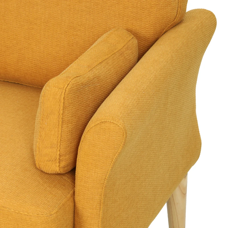 HOMCOM Fluwelen fauteuil, extra brede accentstoel met houten poten, leesfauteuil voor woon- en slaapkamer, geel