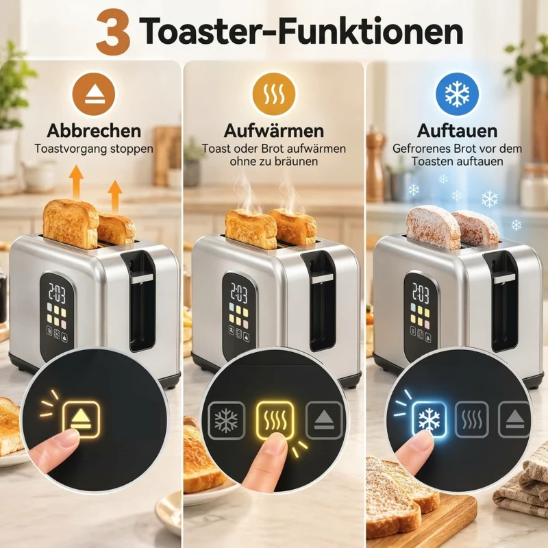 HOMCOM Waterkoker van 1,5 l, 2200 W, met led-touchscreen, 2-sleuven broodrooster met 6 bruiningsstanden, zilver