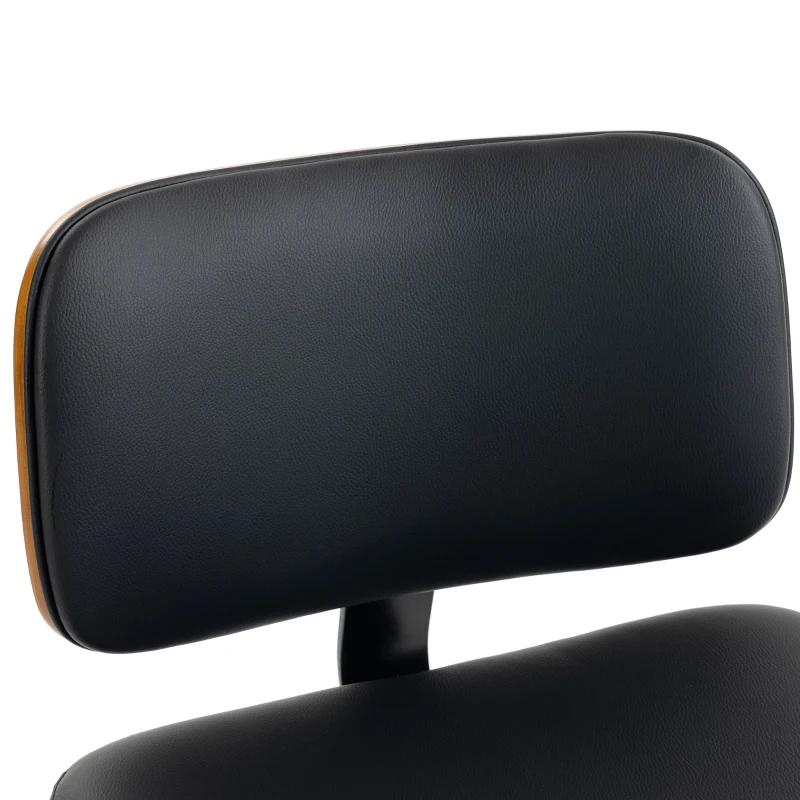 HOMCOM Bar Stools 360° Swivel Breakfast Bar Stools Padded PU Seat Footrest Set of 2 Black