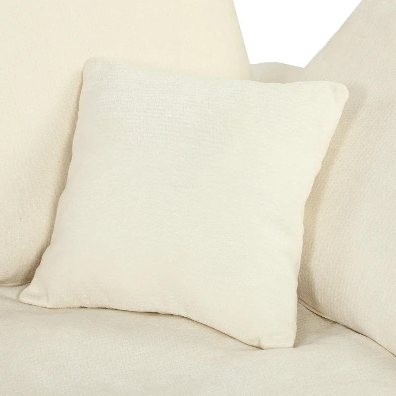 HOMCOM Canapé 3 Places avec Pouf Réversible, Canapé d'Angle Modulable en Chenille 254 cm Moderne, Assise Large, Crème