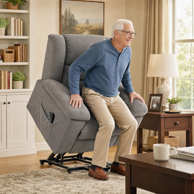 HOMCOM Oversized Riser Recliner Chair with Massage and Heat, Power Lift Recliner for Elderly with Wide Seat and Back, Grey