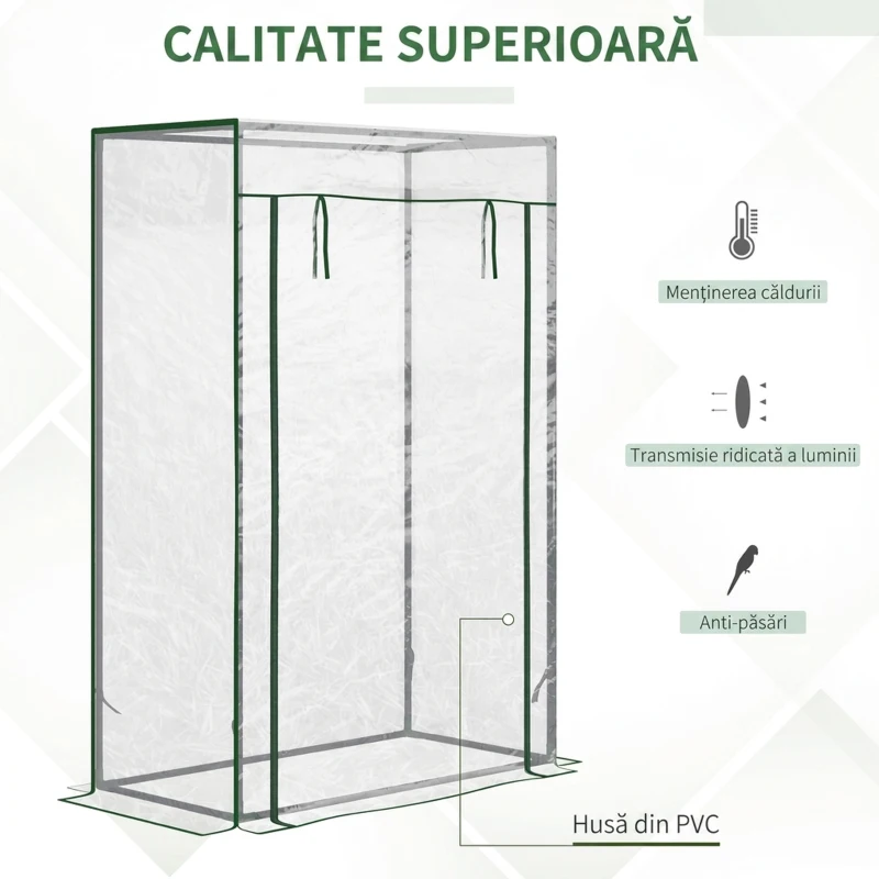 Outsunny Seră pentru Balcon cu Ușă Rulabilă, 100x50x150 cm, Transparentă