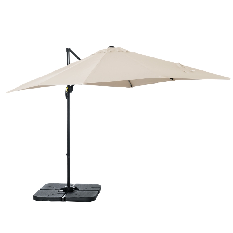 Outsunny Ombrellone da Giardino con Angolazione Regolabile su 5 Livelli e a 360°, 2.5x2.5 m, color Crema