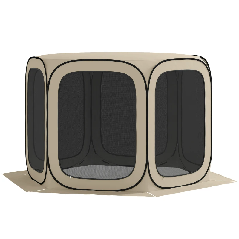 Outsunny Pop-up Campingtent, Draagbaar, UPF50+ Bescherming, Mesh-Zijden, Staaldraad, Khaki