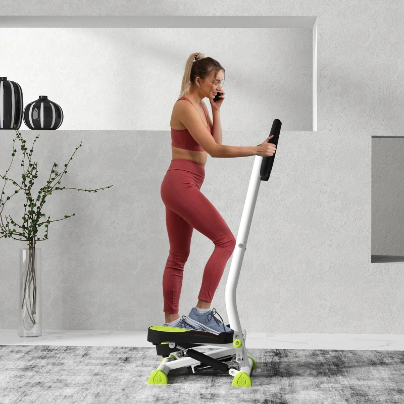 HOMCOM Máquina de Step Stepper Fitness em Casa com Tela LCD Alça e Pedais Antiderrapantes para Ginásio 55x44x108 cm Branco