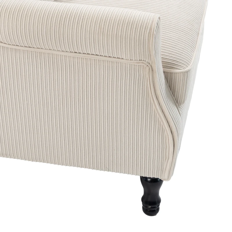 HOMCOM Oorfauteuil met armleuningen, loungefauteuil van cord met lendenkussen, hoge rugleuning, beige