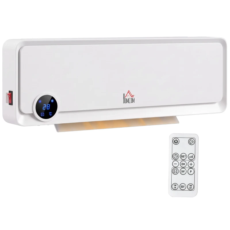 HOMCOM Wandverwarming 2000W met afstandsbediening, 3 standen, led-display, 12u timer