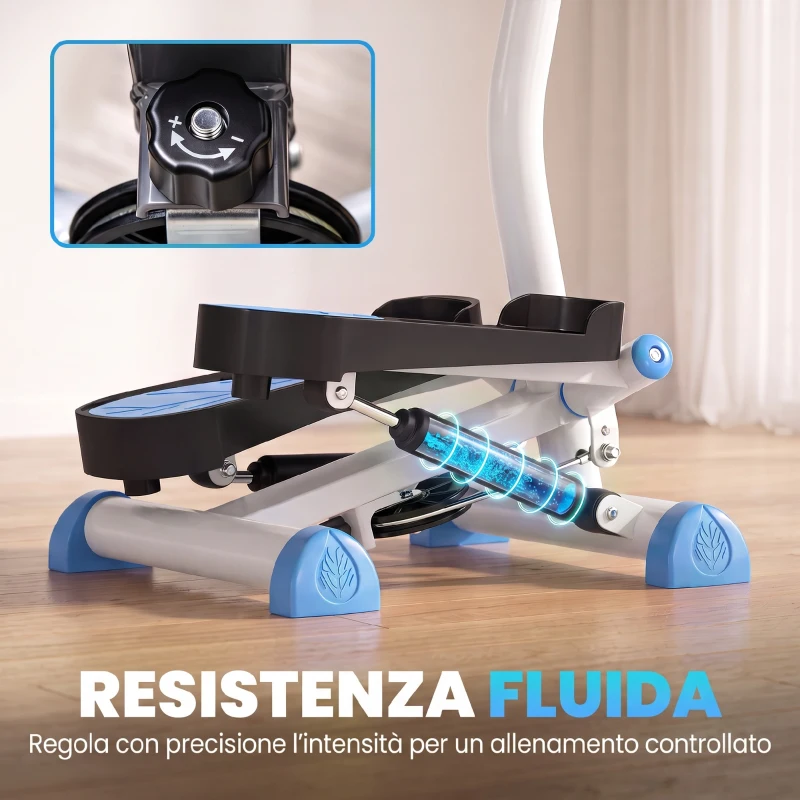 HOMCOM Stepper con Manubrio, Pedali Antiscivolo e Monitor LCD, in Acciaio e ABS, 55x44x108 cm, Bianco Nero e Bianco