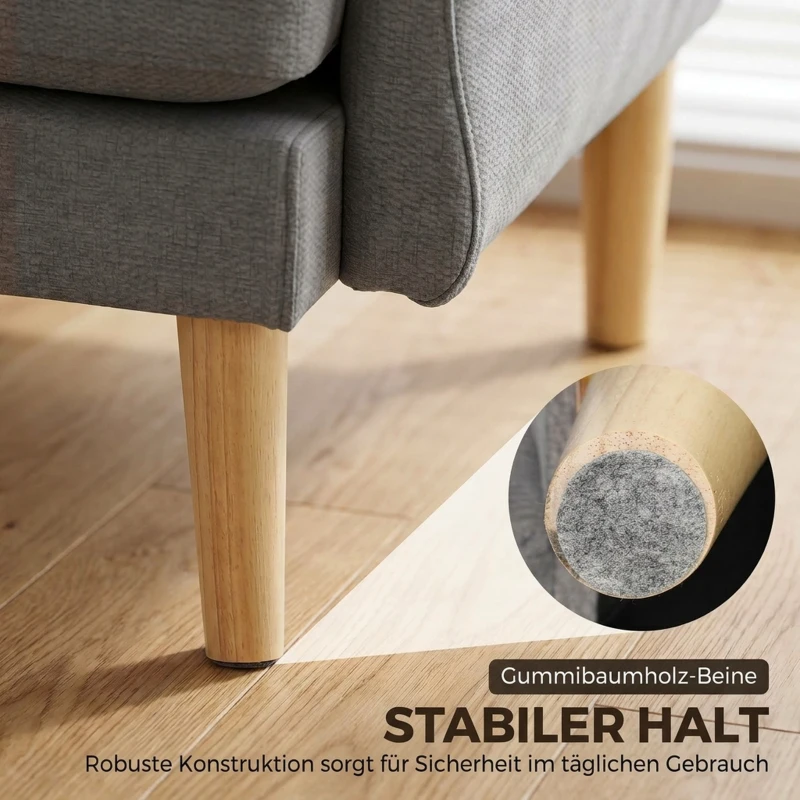 HOMCOM Gestoffeerde fauteuil met pocketvering en massief houten poten, donkergrijs