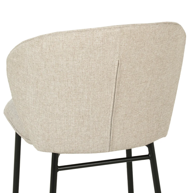 HOMCOM Conjunto de 2 cadeiras de sala de jantar assento acolchoado em tecido com aspecto de linho pés em aço estável design moderno creme