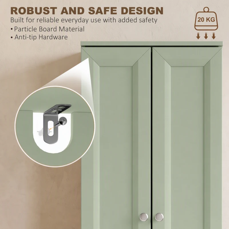 HOMCOM Narrow Bathroom Cabinet, Slim Storage Cabinet with 2 Doors & 4 Tiers, Freestanding Narrow Cupboard