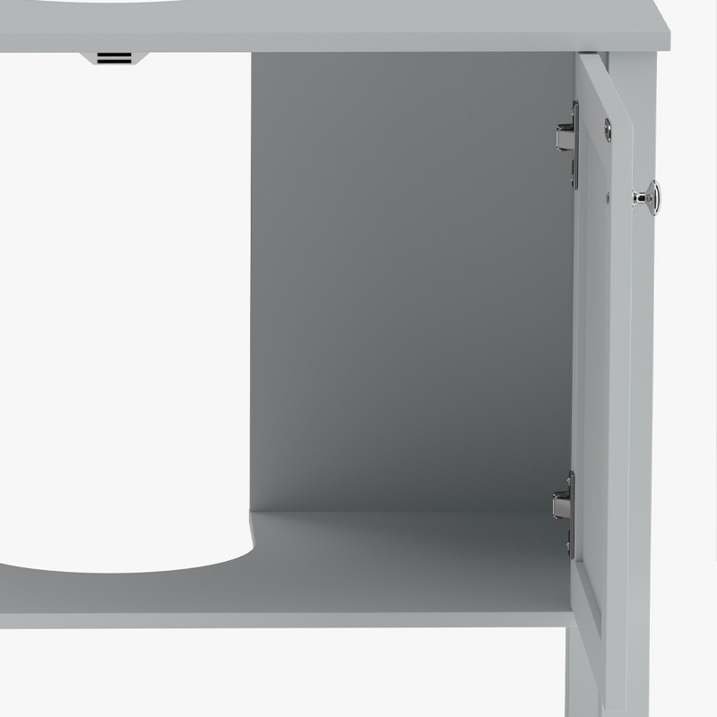 HOMCOM Under Sink Bathroom Cabinet with 2 Doors, Open Shelf and U-Shape Cut-Out for Basin with or without Pedestal, Light Blue