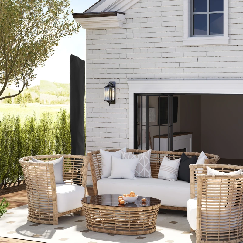 Outsunny Ombrellone da Giardino 2.5x2.5 m a Braccio, Girevole a 360° con Manovella e Base a Croce, Grigio Scuro