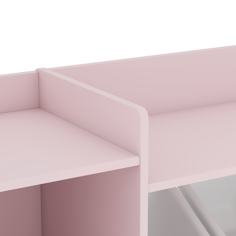 AIYAPLAY Kids Toy Organizers and Storage with 8 Removable Storage Bins and Bookshelf, Pink