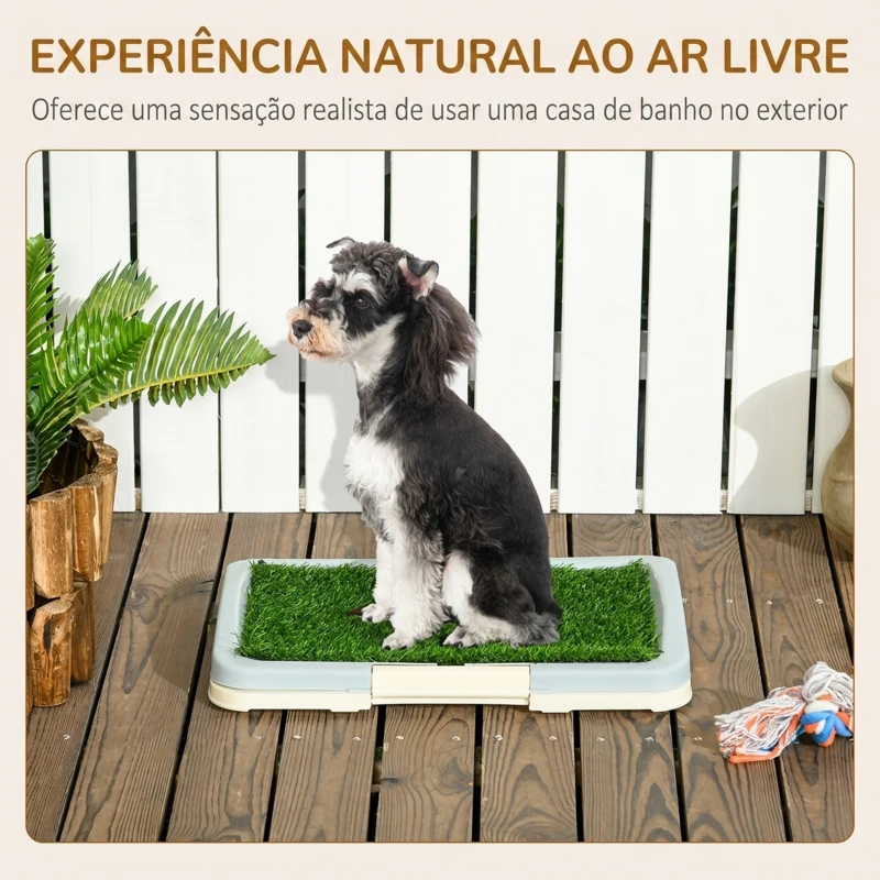 PawHut Sanita para Cães com Relva Artificial, Grelha e Tabuleiro, para Treino de Cachorros, 46,5x34x5,5 cm, Multicor