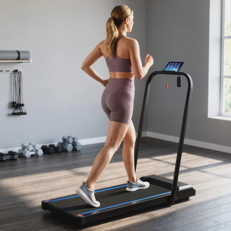 SPORTNOW 2.5HP Walking Pad, 1-6km/h Folding Treadmill with Remote Control and LED Display for Home Gym Office, Blue
