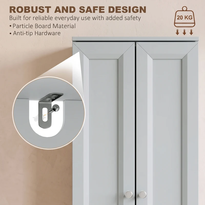 HOMCOM Narrow Bathroom Cabinet, Slim Storage Cabinet with 2 Doors & 4 Tiers, Freestanding Narrow Cupboard