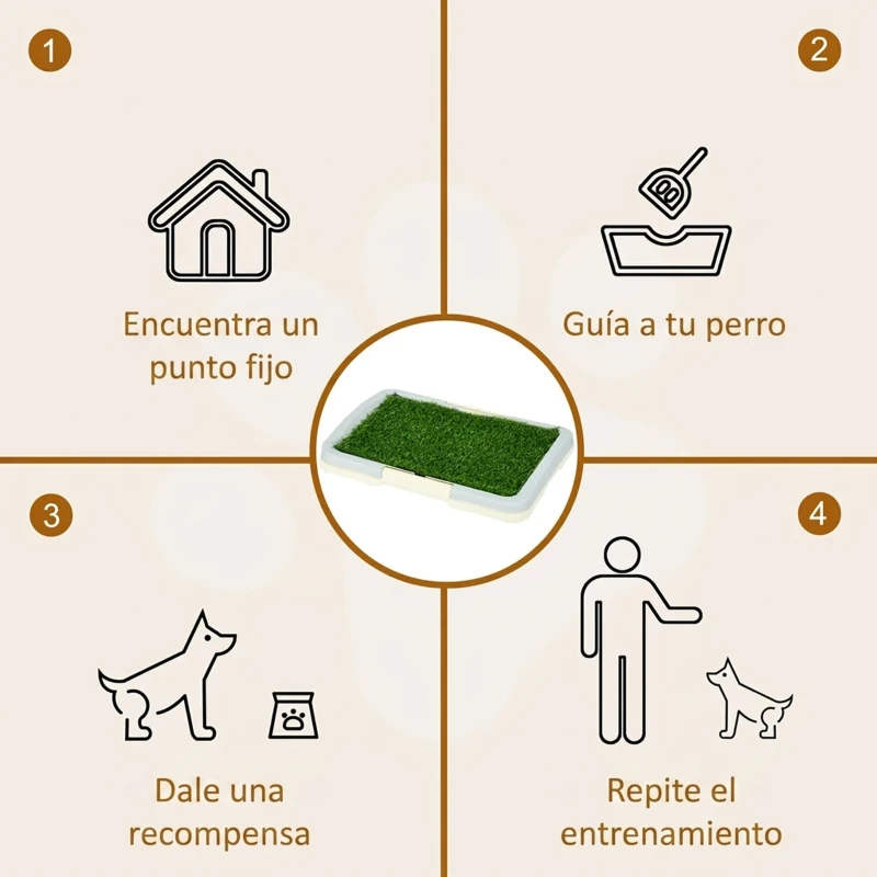 PawHut Arenero para Perros con Césped Artificial Rejilla y Bandeja para Entrenamiento de Cachorros 46,5x34x5,5 cm Multicolor