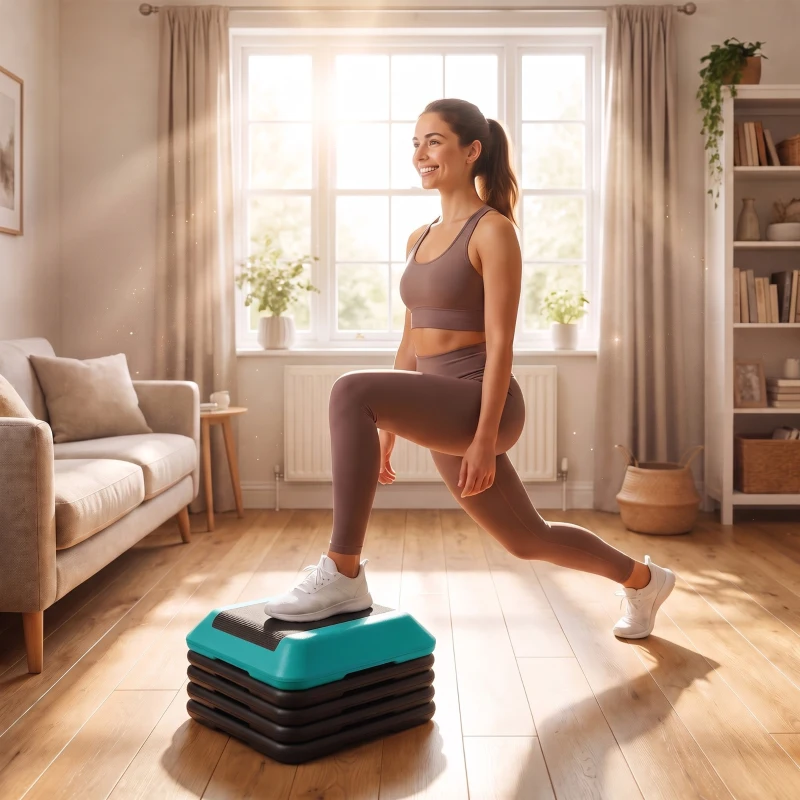 SPORTNOW Stepper Fitness Regolabile su 5 Livelli, Altezza 10-30 cm, Step Fitness per Allenamento in Casa Palestra, per Uomo e Donna, Capacità 150 kg, Blu