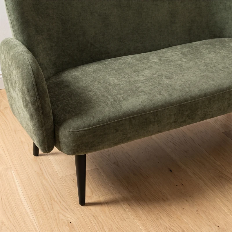 HOMCOM 132cm 2 Seater Sofa, Velvet Comfy Small Sofa Couch with Wide Seat, Thick Padding, Tapered Metal Legs, Green