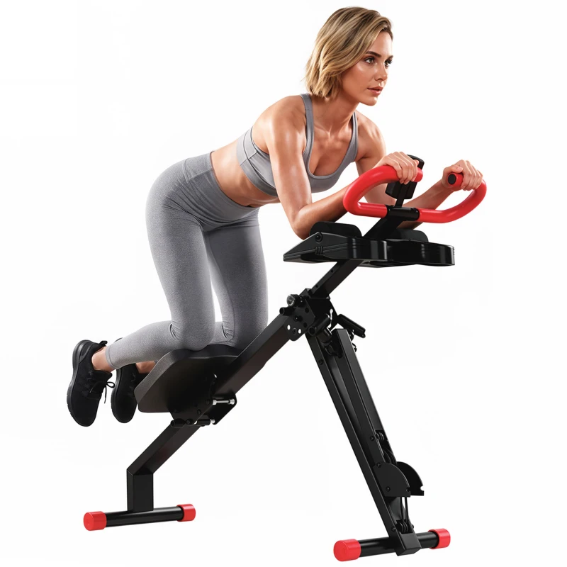 SPORTNOW Máquina de Remo Plegable 2 en 1 Entrenador Cintura Resistencia Ajustable Pantalla LCD Asiento Acolchado Carga 120 kg