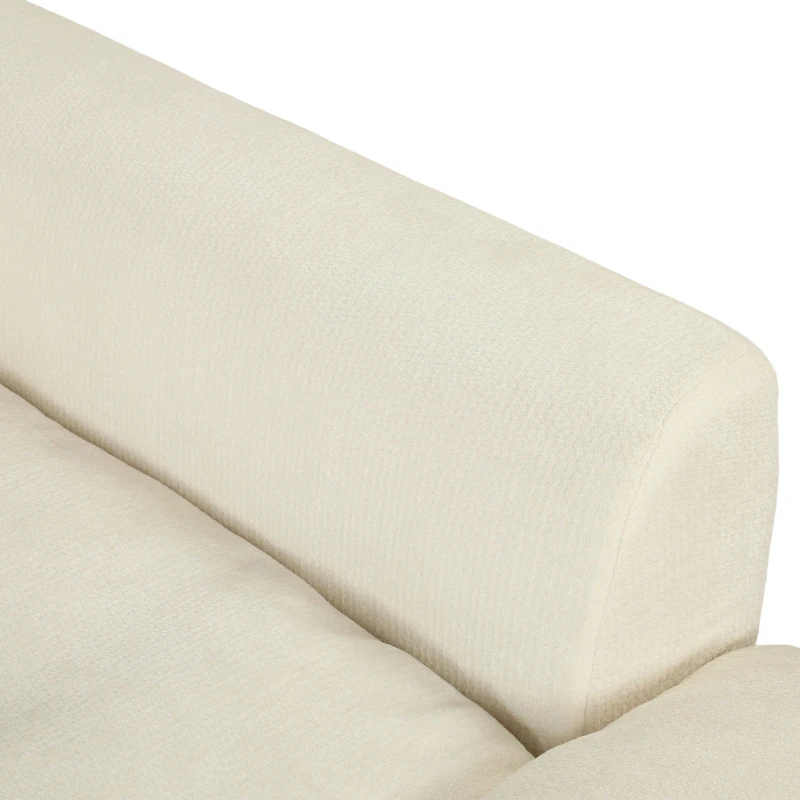 HOMCOM Canapé 3 Places avec Pouf Réversible, Canapé d'Angle Modulable en Chenille 254 cm Moderne, Assise Large, Crème