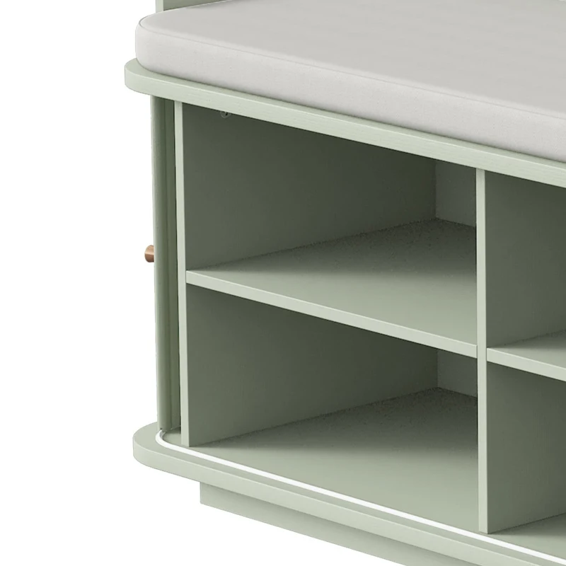 HOMCOM Hallway Storage Unit, Hallway Furniture Set with Shoe Storage Cabinet and 5 Hooks Coat Rack, Light Green