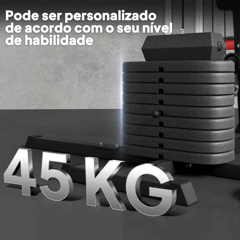 SPORTNOW Máquina Multi Estação Ajustável Multi Estação de Musculação com Placas de Peso de 45 kg 225x175x200 cm Preto