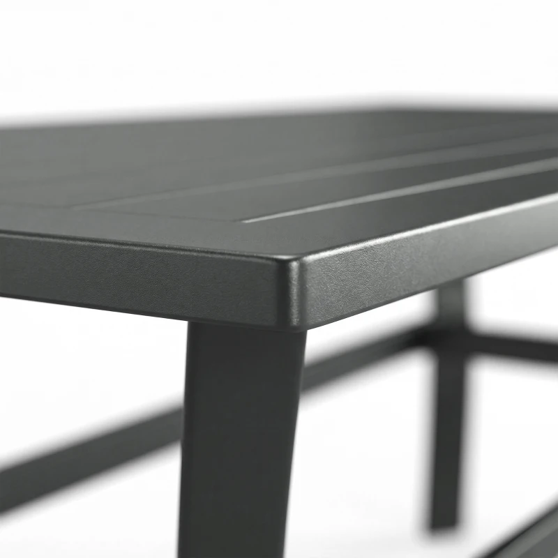 Outsunny Balkontafel Metaal met Lamellenontwerp Weerbestendig, Koffietafel, Tuintafel 91,5 x 55 x 45 cm Donkergrijs