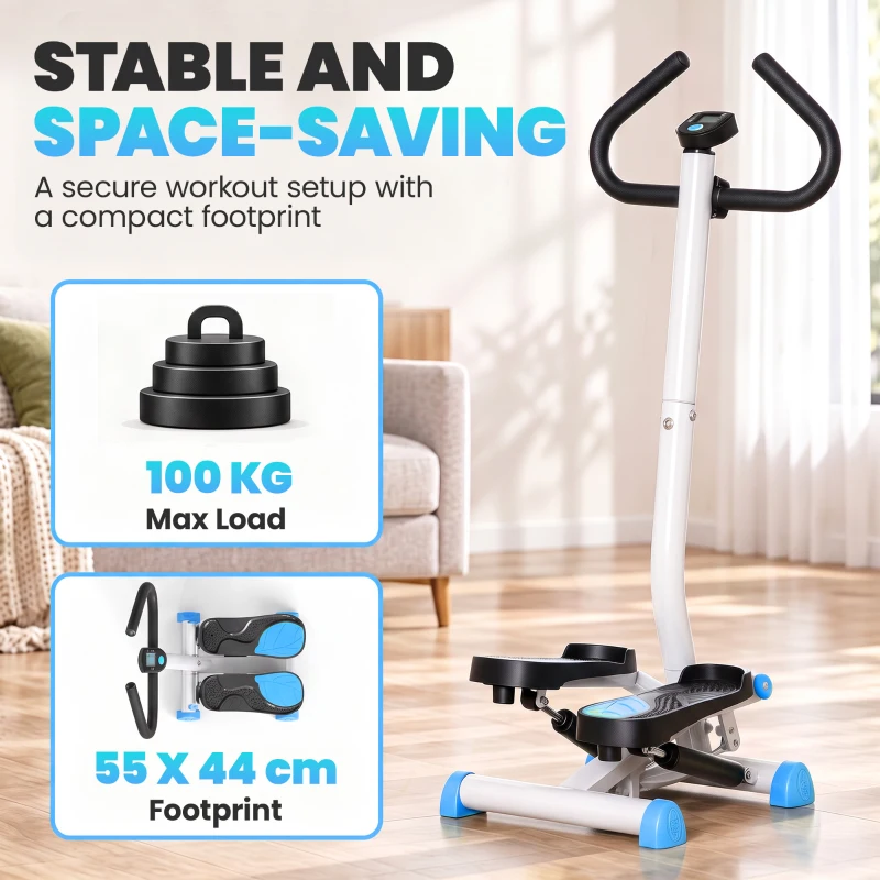 HOMCOM Twister Stepper, Step Machine with Adjustable Resistance, LCD Screen - Blue