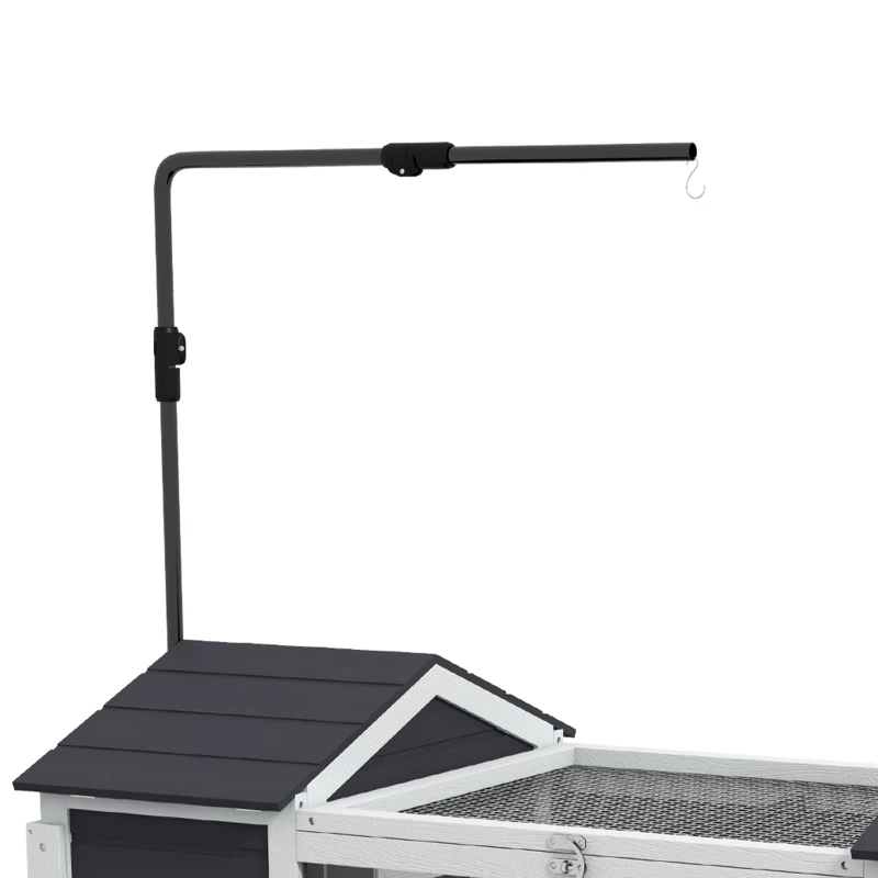PawHut Wooden Tortoise Enclosure w/ Adjustable Lamp Holder, Openable Lid, Dual Main Houses, Storage Shelf, Fixed Tray - Grey