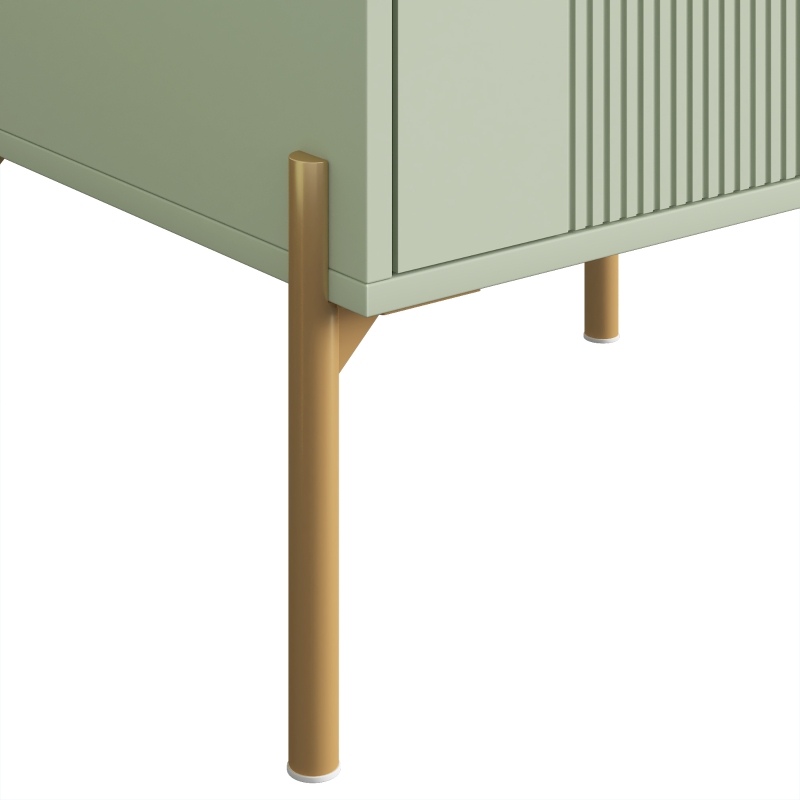 HOMCOM Modern Bedside Tables Set of 2, Side Tables with Drawer and Metal Legs for Living Room, Bedroom, Light Green