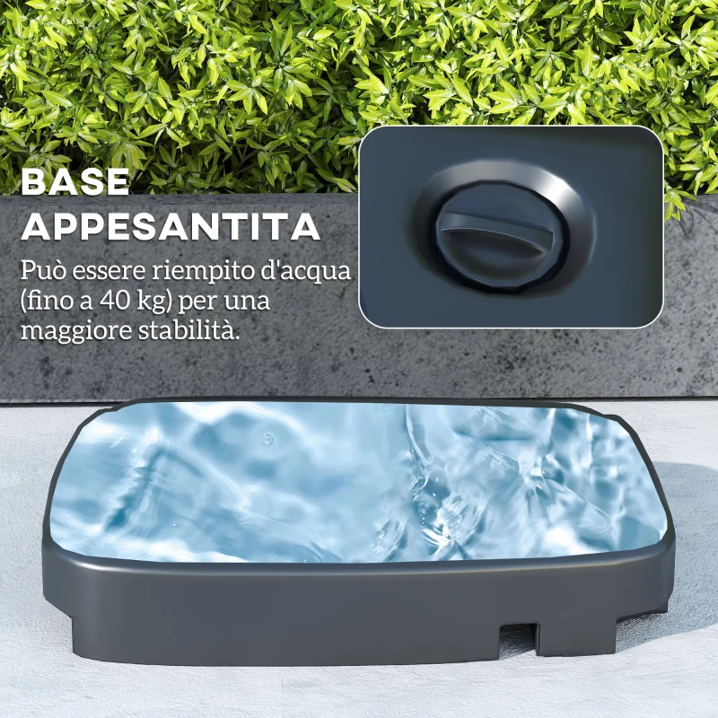 Outsunny Ombrellone a Braccio 2.5x2.5 m con Base Riempibile, Manovella e Testa Inclinabile, Cachi