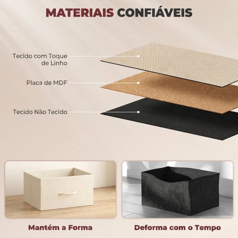 HOMCOM Cómoda de Quarto com 8 Gavetas em Tecido, Bege