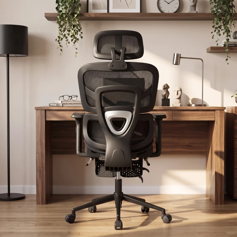 HOMCOM Sedia Ufficio Ergonomica Reclinabile Con Poggiapiedi E Supporto Lombare Nero