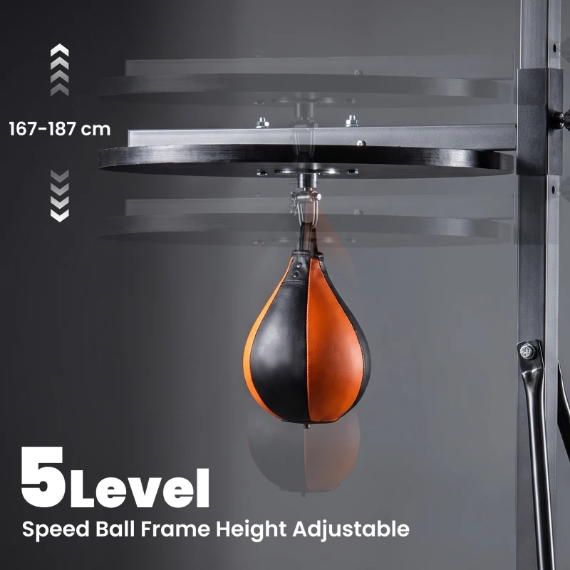 HOMCOM Freestanding Boxing Punch Bag & Speed ball Station, for Home Gym, Grey